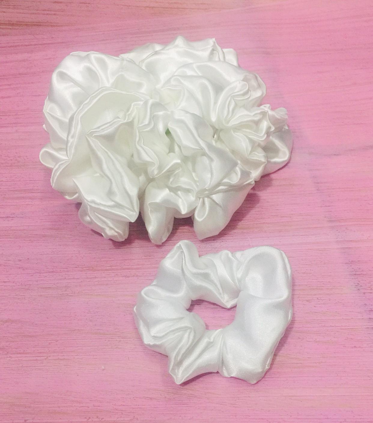 Set 3 dây chun buộc tóc Scrunchies hologram trắng trơn + hologram
