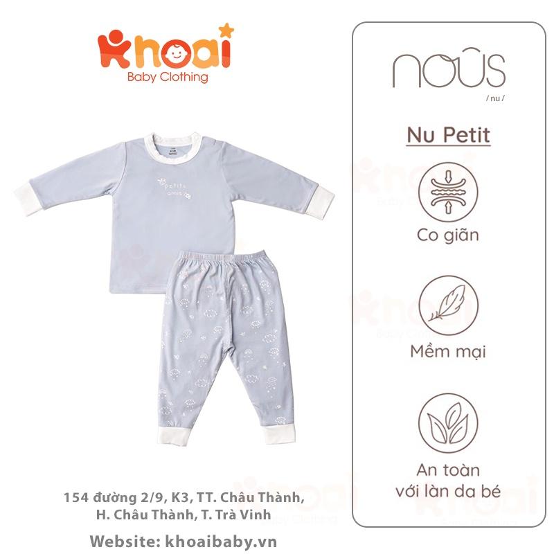 Bộ cài vai dài Nous xanh hình ong và bọ - Chất liệu Nu Petit 95% cotton thiên nhiên