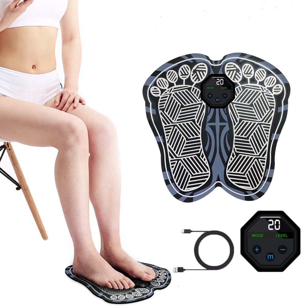Electric Foot Massager Mat Portable Foldable Foot Massage Pad 10 Modes 20 Levels Intensity with LCD Screen