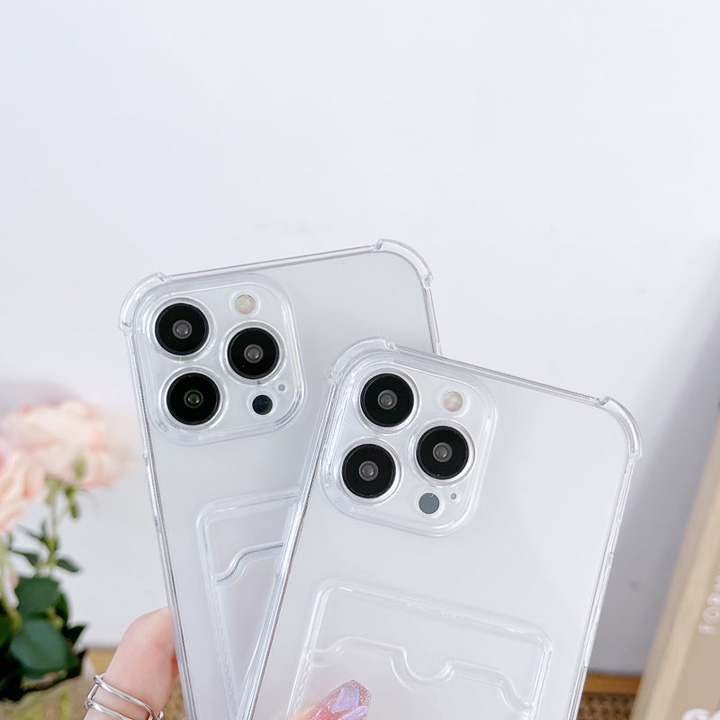 Ốp Lưng Cài thẻ Cho iPhone 14 Pro Max, 14 Pro, 13 pro Max, 13 Pro, 12 Pro Max, 12 Pro, 11 Pro Max, Xs Max Trong suốt, bảo vệ camera, cài thẻ tiện lợi