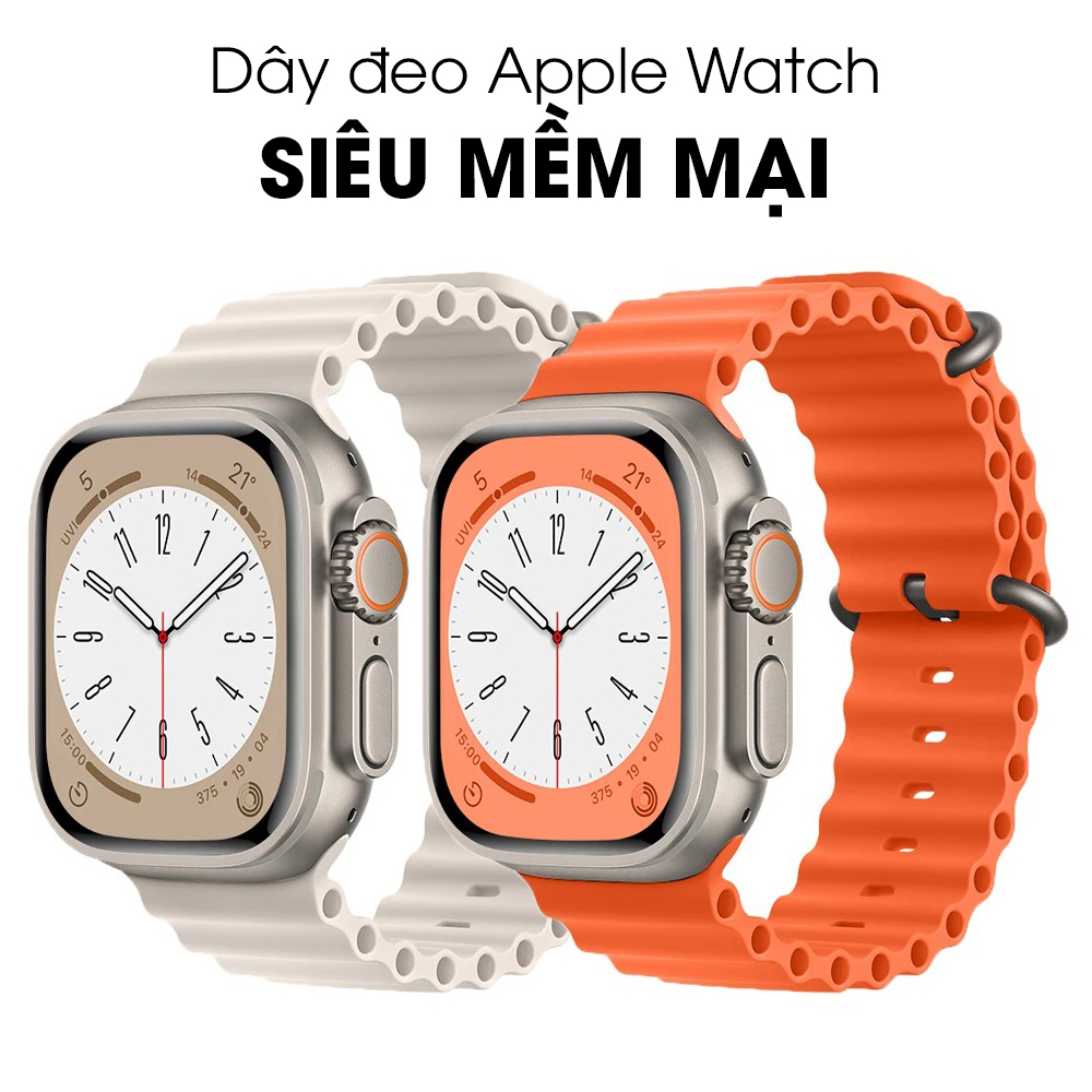 Dây đeo đồng hồ silicone siêu mềm mại dành cho Apple Watch 49mm 44mm 40mm 45mm 41mm 42mm 38mm 49 44 45 mm Ultra 8 7 6 3 se 8 Handtown - Hàng chính hãng