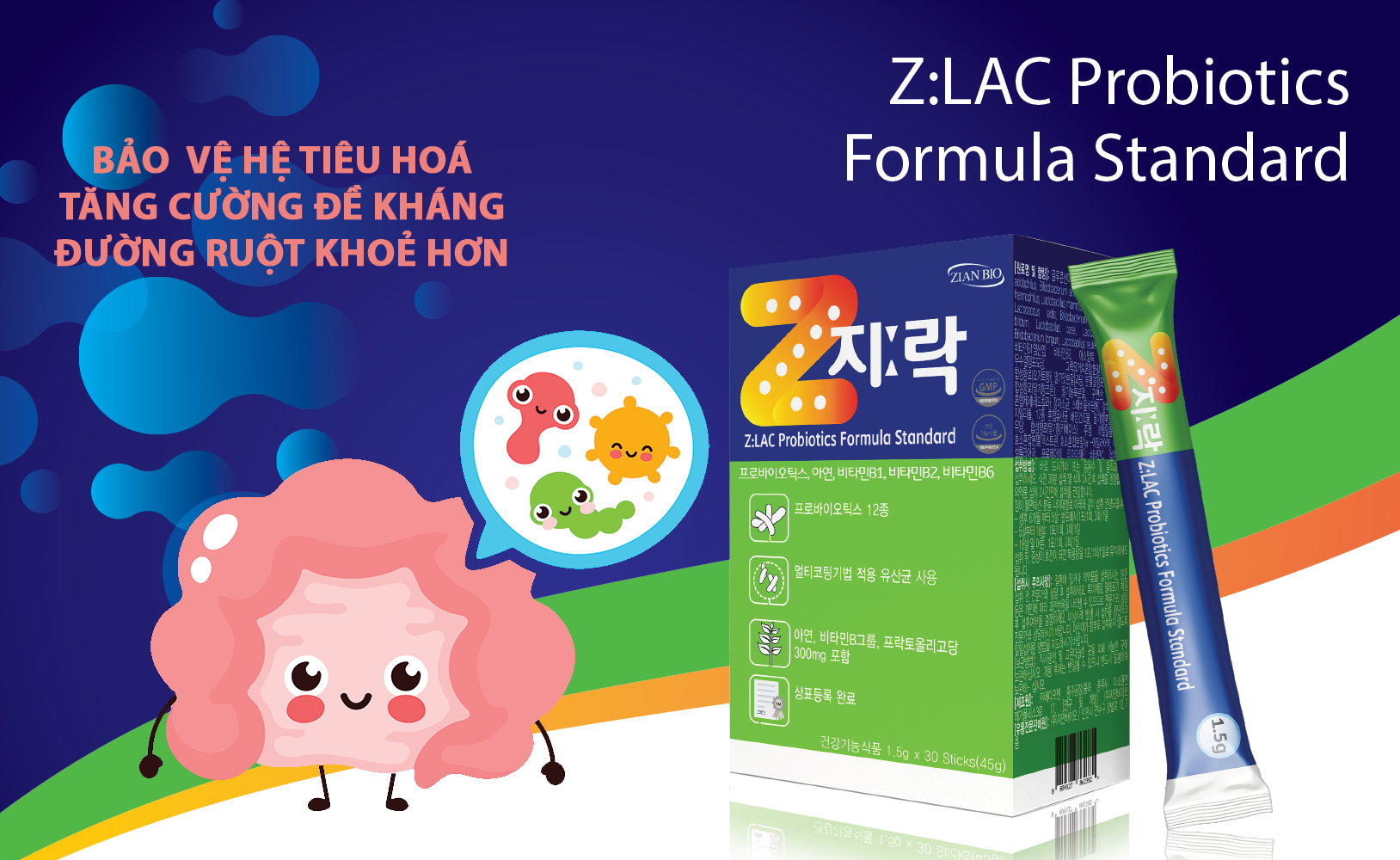 Men uống vi sinh 12 chủng lợi khuẩn Z:LAC Probiotics Formula Standard - HÀN QUỐC