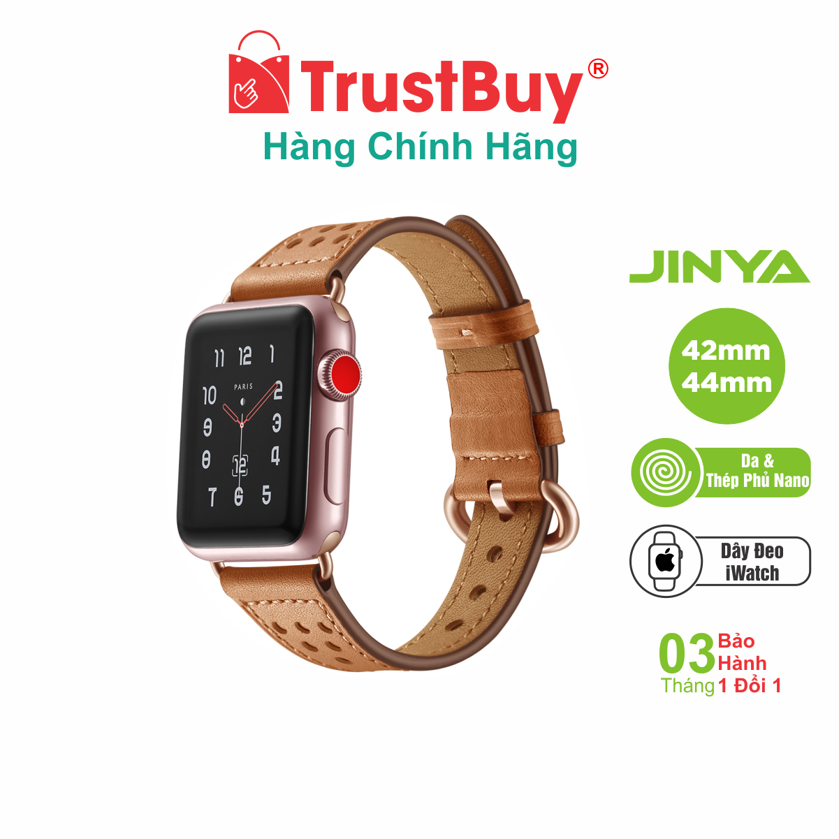 Dây Đeo cho Apple Watch 42mm và 44mm Cao Cấp JINYA LUNA LEATHER - JA4118 - Hàng Chính Hãng