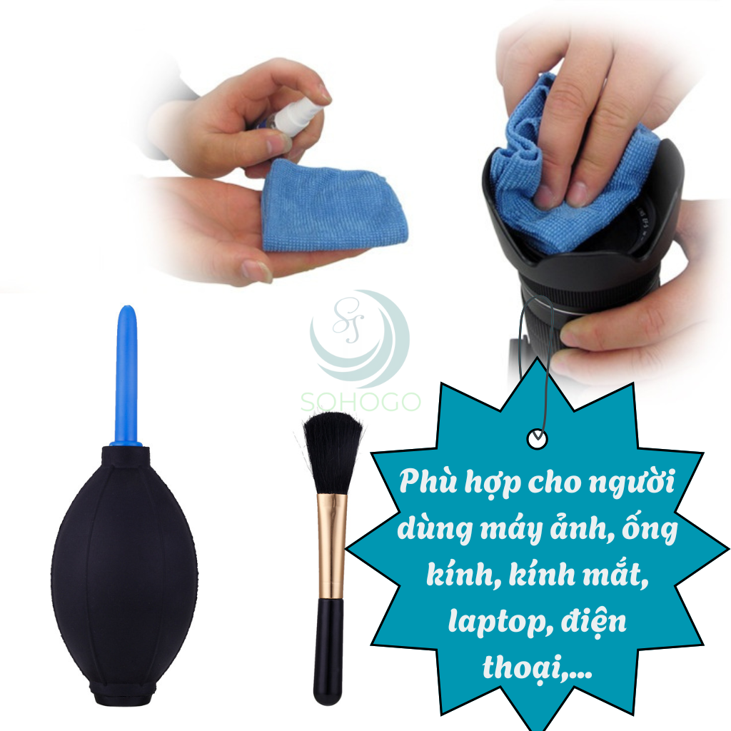 Bộ Vệ Sinh Máy Ảnh Đa Năng 7 Món- Bộ Dụng Cụ Làm Sạch Ống Kính &amp; Màn Hình Chuyên Dụng- Kit Vệ Sinh Camera - Lens Cleaning Kit- Bộ Dụng Cụ Bảo Dưỡng Máy Ảnh Chuyên Nghiệp...Hàng nhập khẩu