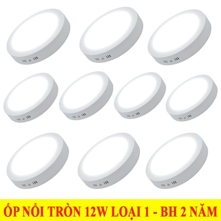 Combo10 đèn ốp trần nổi 12W Tròn 2 màu ánh sáng độc đáo