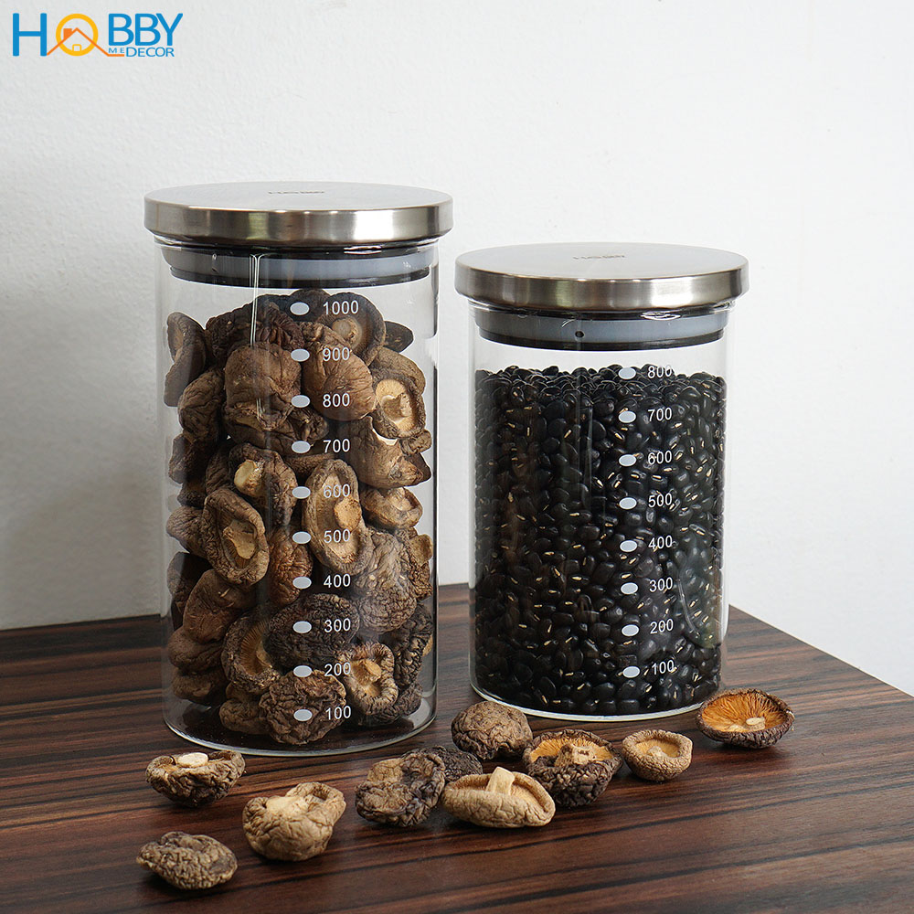 Hủ thủy tinh nắp Inox 304 kín ron HOBBY Home Decor TTI - dung tích 800 hoặc 1000ml tùy chọn