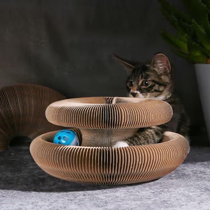 Bàn Cào Móng Ma Thuật Đồ chơi cho mèo giảm stress có bóng chuông và catnip kèm