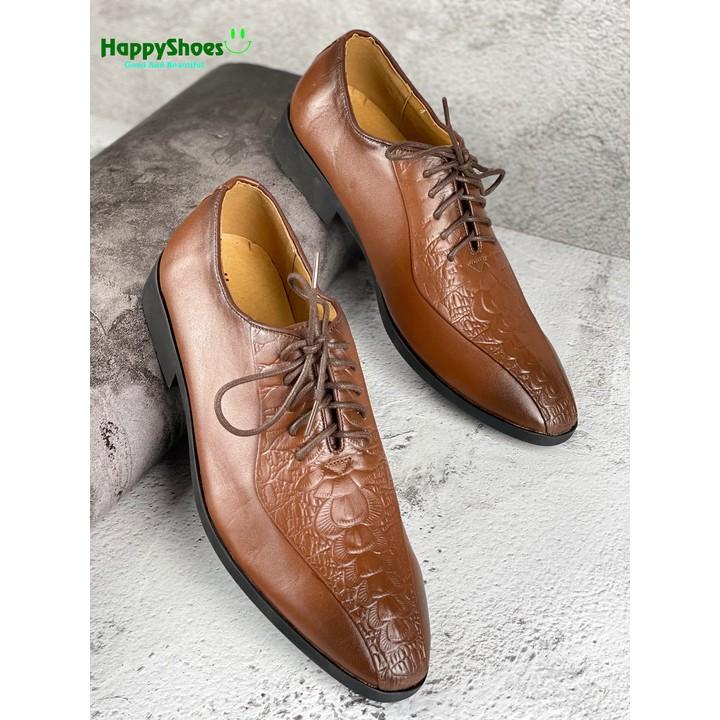 Giày Da Bò Vân Cá Sấu Nam Happyshoes HS48 - Mẫu giày da bò công sở