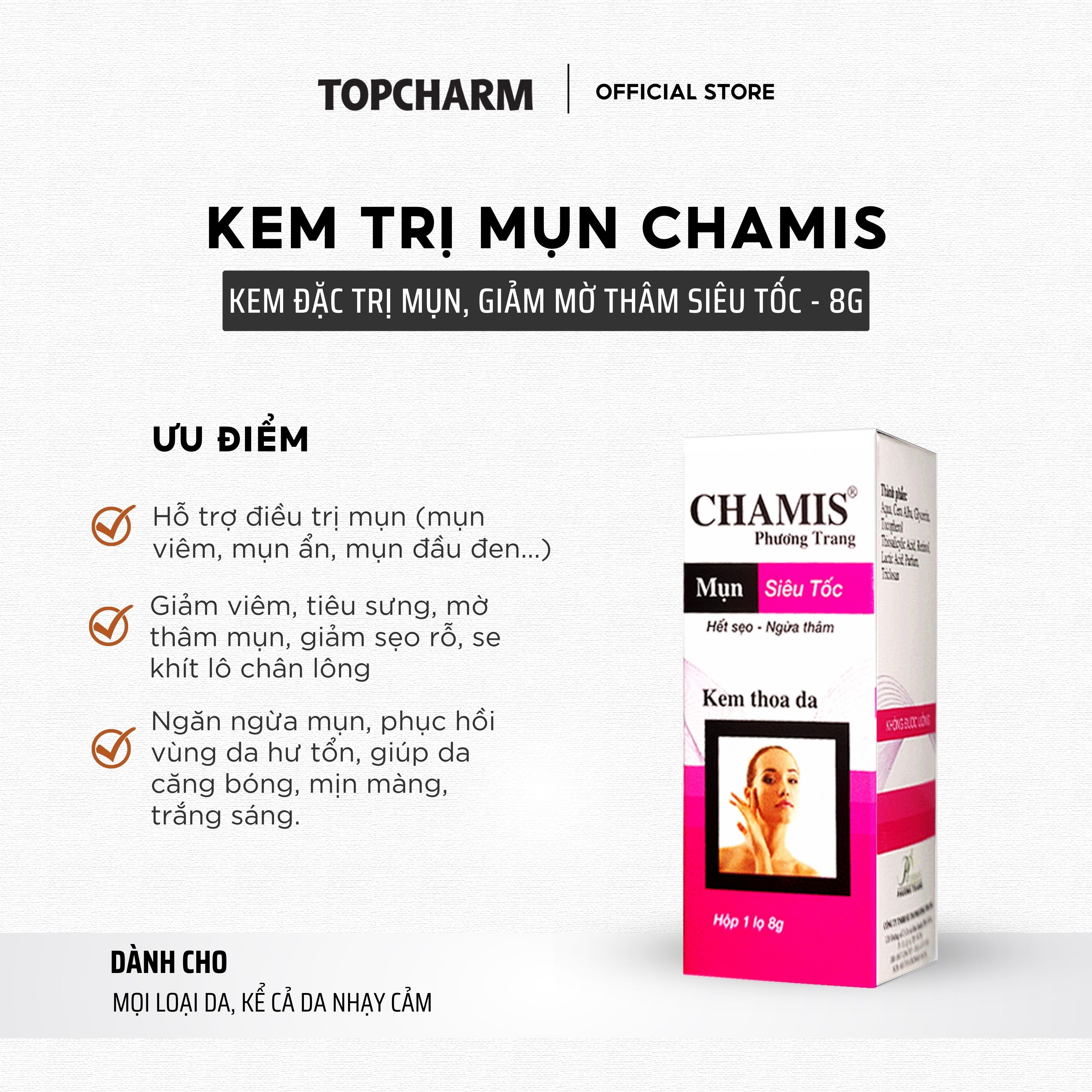 Kem mờ giảm mụn thâm siêu tốc CHAMIS