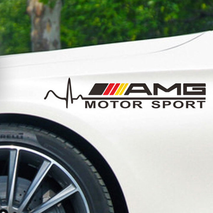 Tem dán cánh xe ô tô Sport AMG MOTOR (Đen)