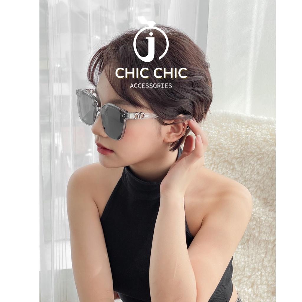 Mắt Kính Mát Nữ Vuông Lớn Màu Xám Hàn Quốc | Mắt Kính Chic Chic D31