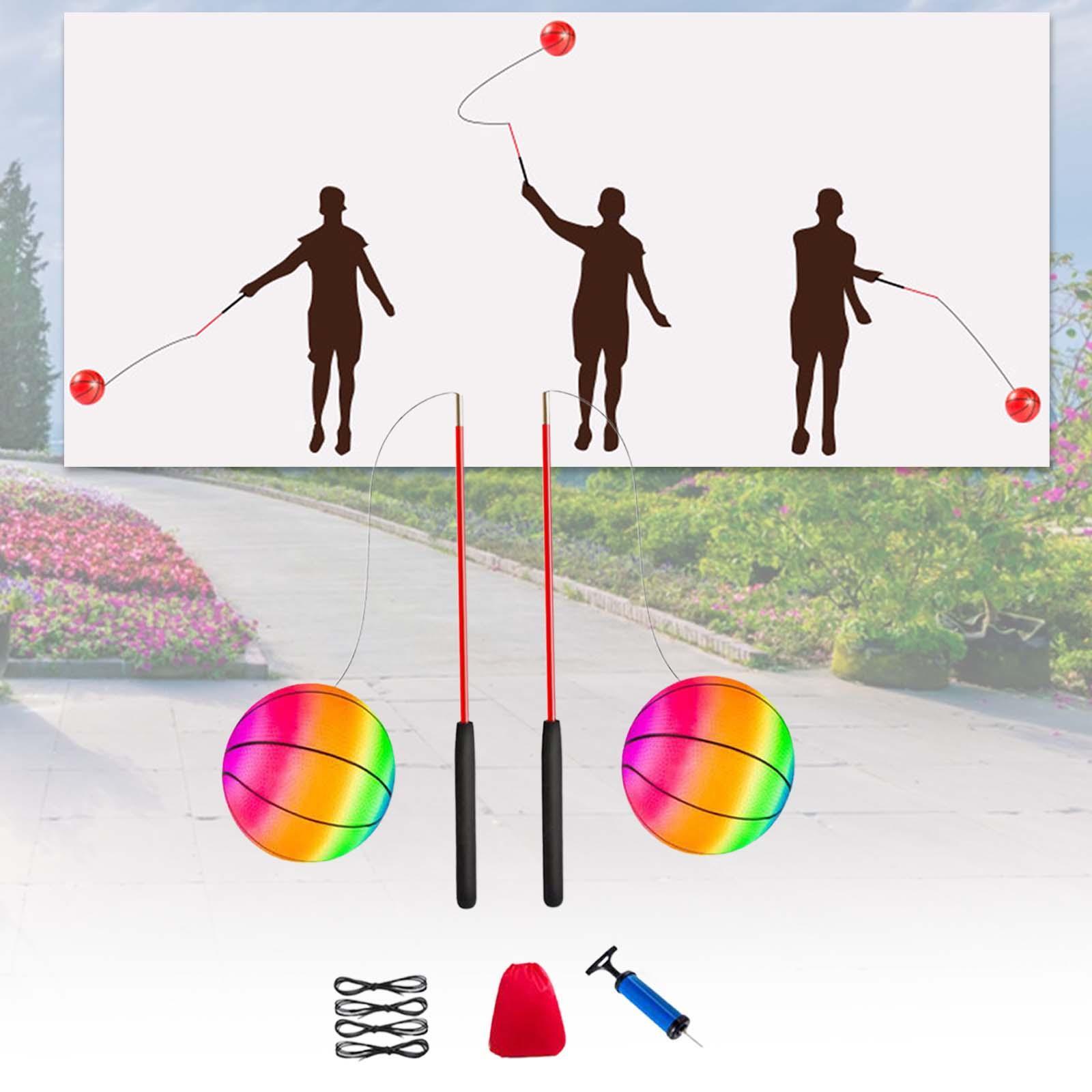 Fitness Ball Exercise Ball Gym Tennis Training with Rod Sports Hand Throwing Ball Arm Swing Balls for Children Adults Middle Aged and Elderly