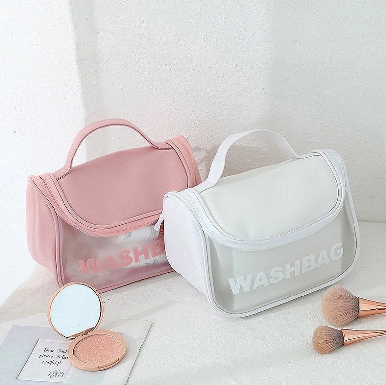 Túi đựng mỹ phẩm WASHBAG phong cách Hàn Quốc dễ thương, xinh xắn, có quai xách cao cấp, màu thời trang