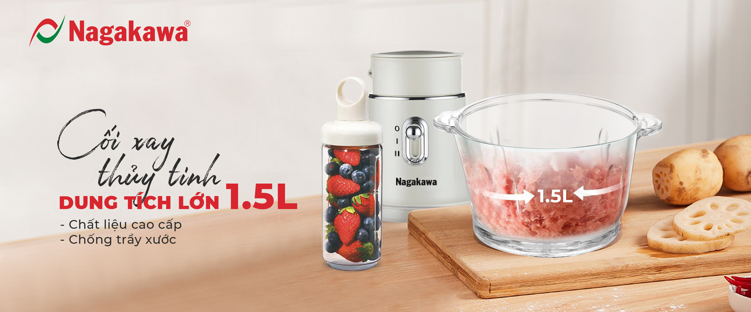 Máy xay đa năng Nagakawa NAG0823 (1,5L – 250W) – Hàng chính hãng