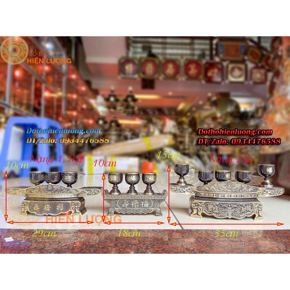 Bộ Ngai Chén Bằng Đồng Nguyên Chất Làm Màu Nâu Highlight Các Cỡ Đẹp Tinh Xảo