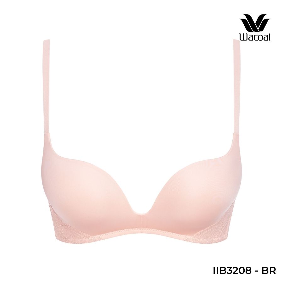 Áo lót Wacoal IIB3208 không gọng, khoét sâu, nâng vừa, trơn, mút 2cm, ren bản lưng cánh tiên