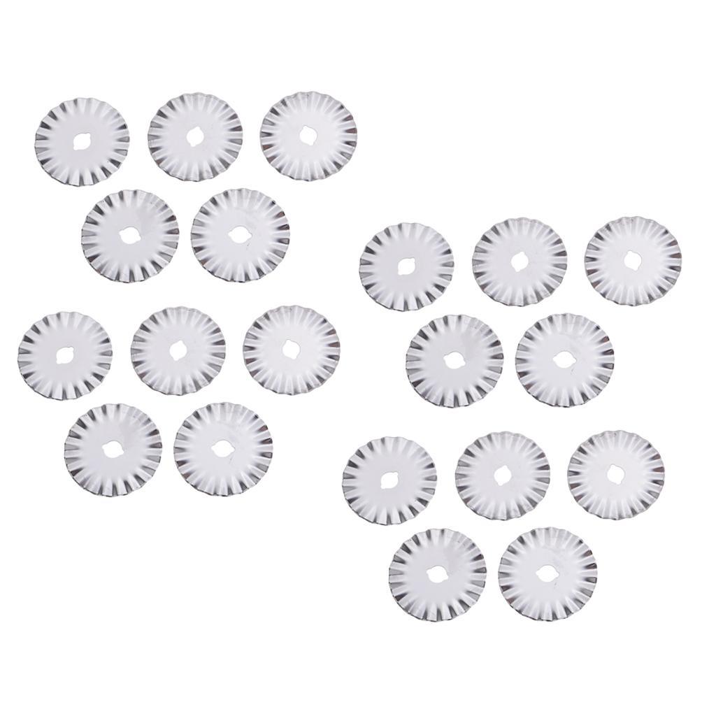 20 Pieces Decorative Rotary Replacement Pinking Blade 45 Wave Blades Refill Sewing Fabric Leather Photo Paper Roller Craft Steel Quilting Blades