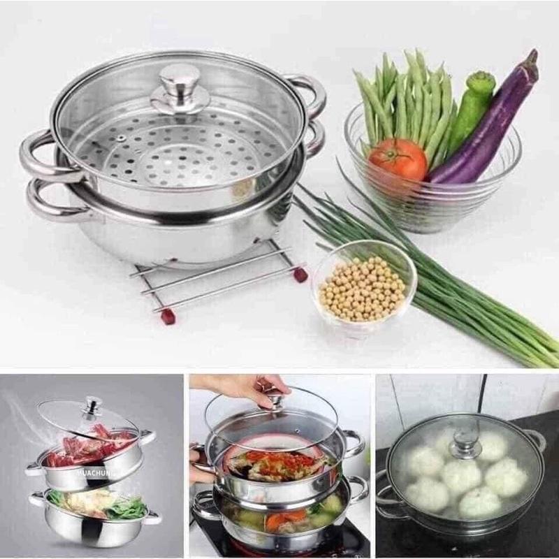 Nồi hấp inox 2 tầng tiện dụng