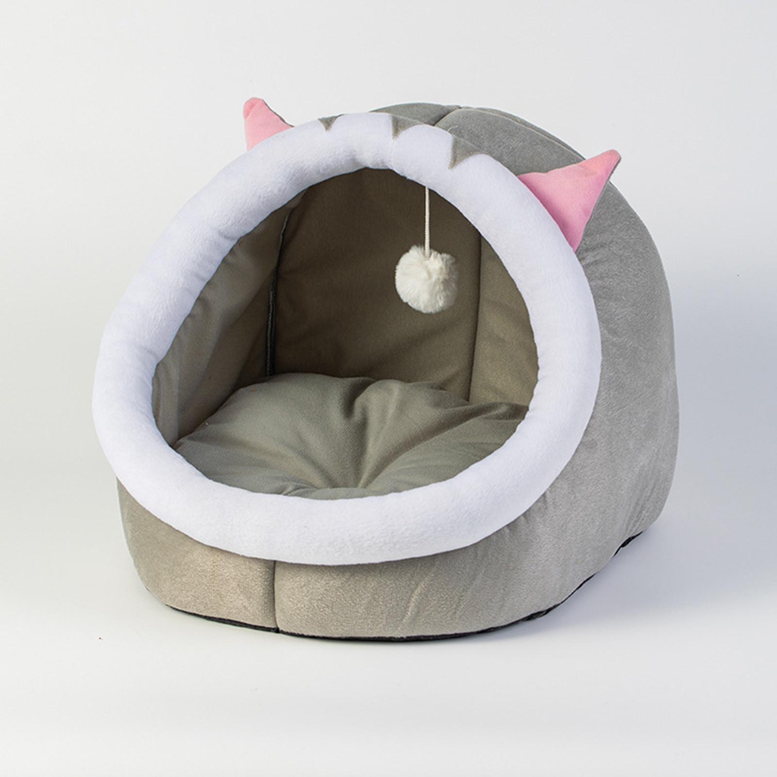 Pet Cat Bed with Ball Toy Sleeping Bed Nest Small Dog House for Indoor Outdoor Pet Accessories