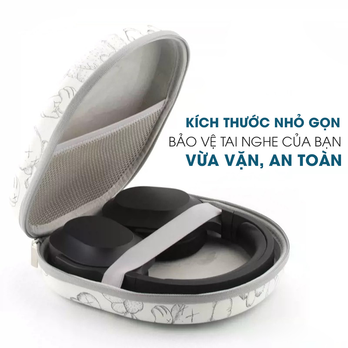 Hộp đựng tai nghe chụp tai Cỡ Lớn da fullsize kháng nước cho tai nghe chụp đầu full hoạ tiết DRU - Hàng Chính Hãng