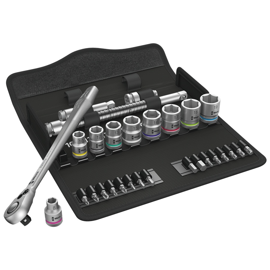 Bộ tuýp cần siết kim loại 3/8", 8100 SB 8 Zyklop Metal Ratchet Set with switch lever, Wera 05004048001