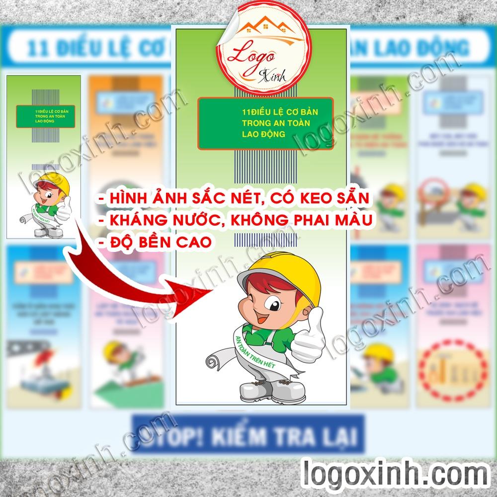 LOGO TEM STICKER 11 ĐIỀU LỆ AN TOÀN LAO ĐỘNG DÙNG CHO NHÀ MÁY, CÔNG XƯỞNG- LABOR RULES -BIỂN CẢNH BÁO AN TOÀN LAO ĐỘNG