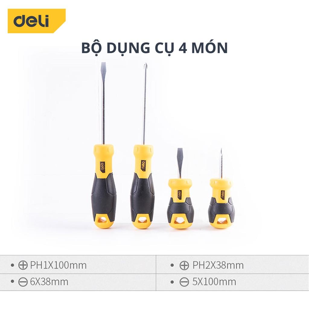 Bộ 4 Chiếc Tua Vít Deli Cao Cấp - Dễ Dàng Sửa Chữa Trong Nhiều Trường Hợp - Chất Liệu Chống Mòn, Gỉ - DL3501