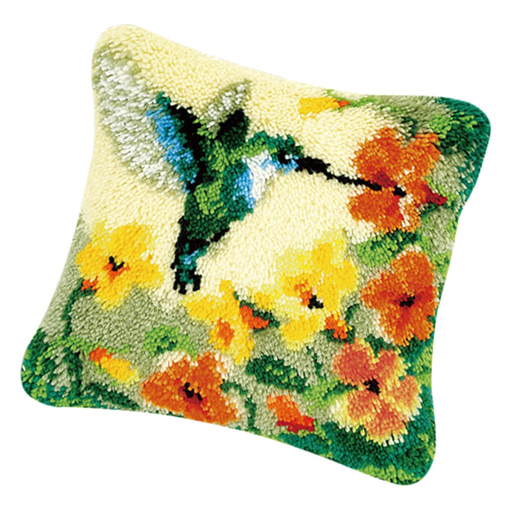2 Pattern Pillow Latch Hook Kit with Basic Tool DIY Crafts