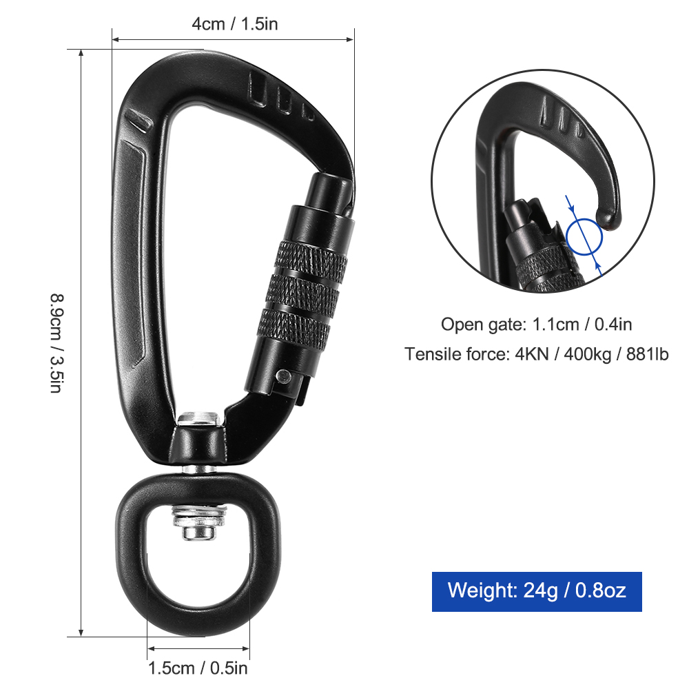 Móc khóa đa năng, Kẹp Carabiner xoay 360 độ