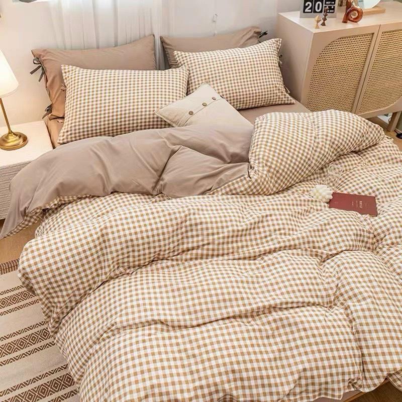 Bộ chăn ga gối cotton poly màu trơn - chăn mền, drap giường, vỏ gối - ga giường đủ size