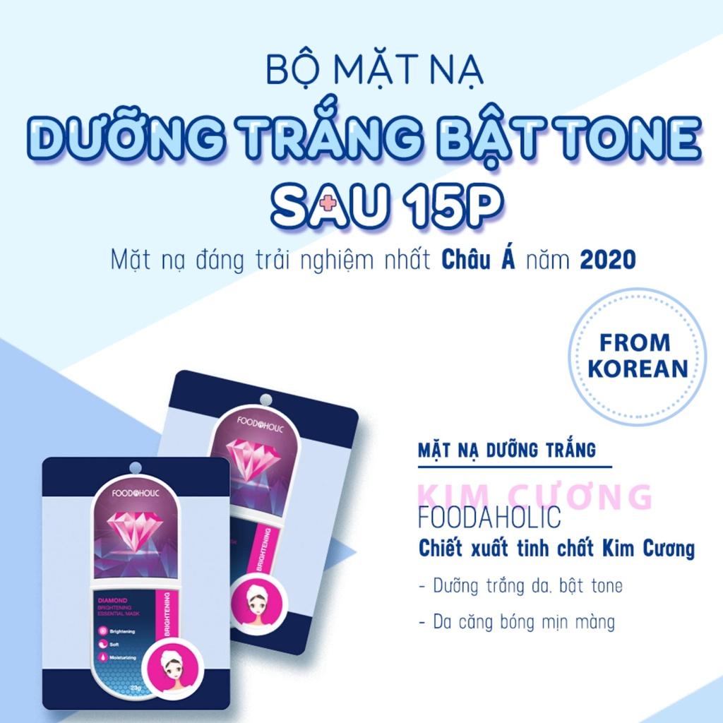 Combo 5 Mặt Nạ Foodaholic Diamond Brightening Essential Mask Dưỡng Trắng Da Kim Cương 23g/Miếng