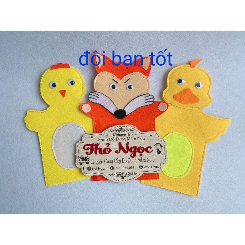 3 Rối bàn tay bằng nỉ- Đồ dùng mầm non bằng nỉ- Nhân vật câu truyện bằng vải nỉ