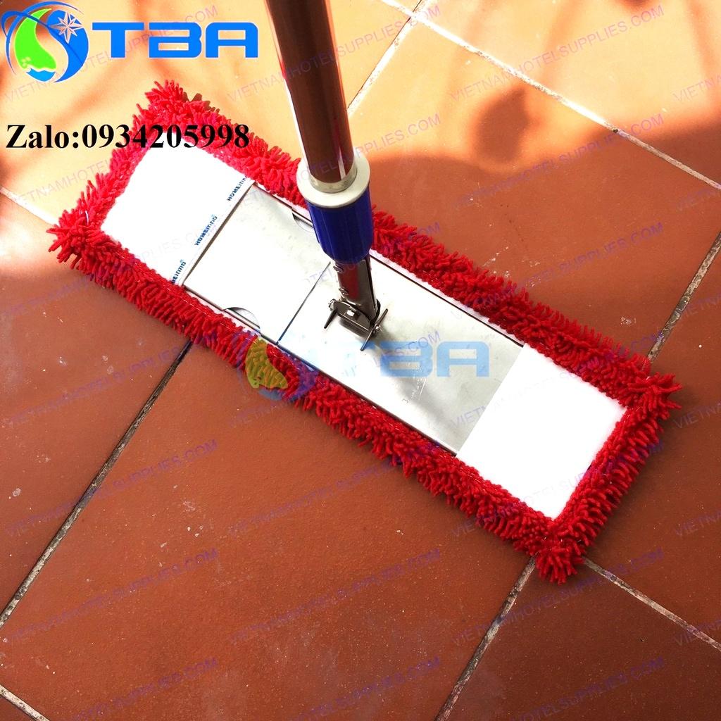 Cây lau sàn công nghiệp bản 45cm cán tăng đơ nhập khẩu với sợi microfiber màu đỏ cao cấp mới