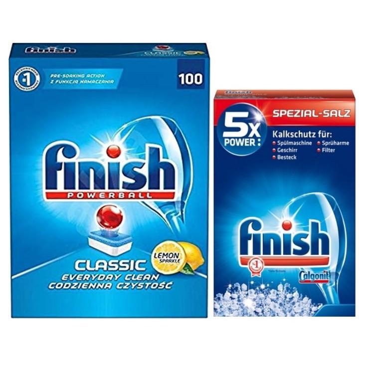 Viên rửa bát finish 100 Viên + Muối rửa bát finish 1,2kg Đức