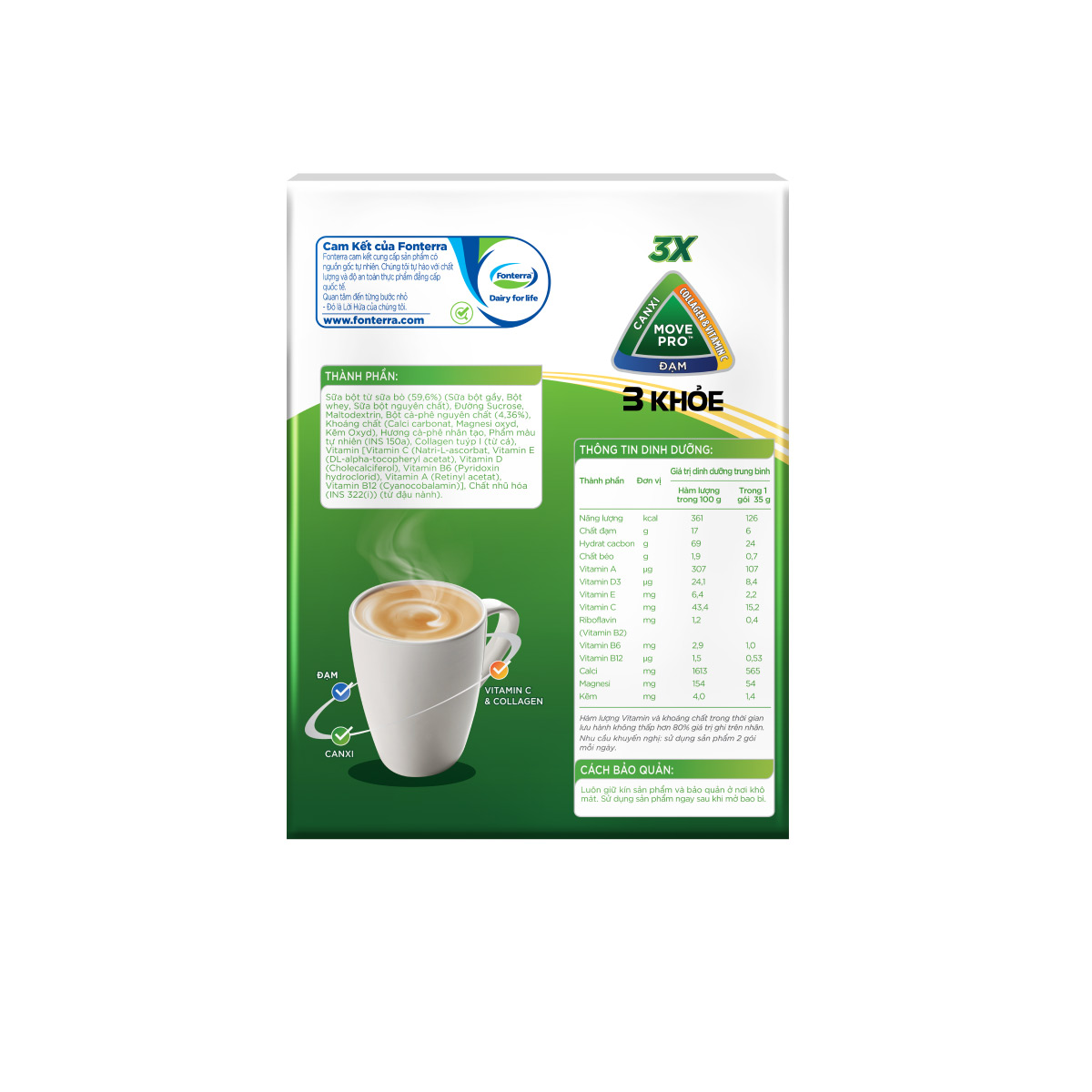 Sữa Bột Anlene Gold 3X vị Cà phê
