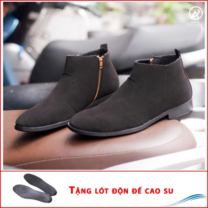 Giày Chelsea Boot Cổ Khóa Tiện Lợi Da Búc Đen Và Đế Được Khâu Chắc Chắn - CB521-bucdenkhoa(DD)- Kèm Lót Độn Đế Cao Su