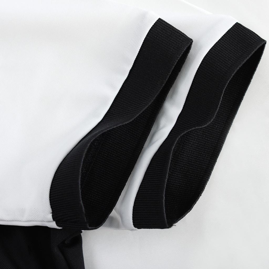 Áo polo nam có cổ cao cấp LADOS-9089 thêu đầu hươu, phối 2 màu trắng đen sang trọng, thoáng khí siêu mát mẻ
