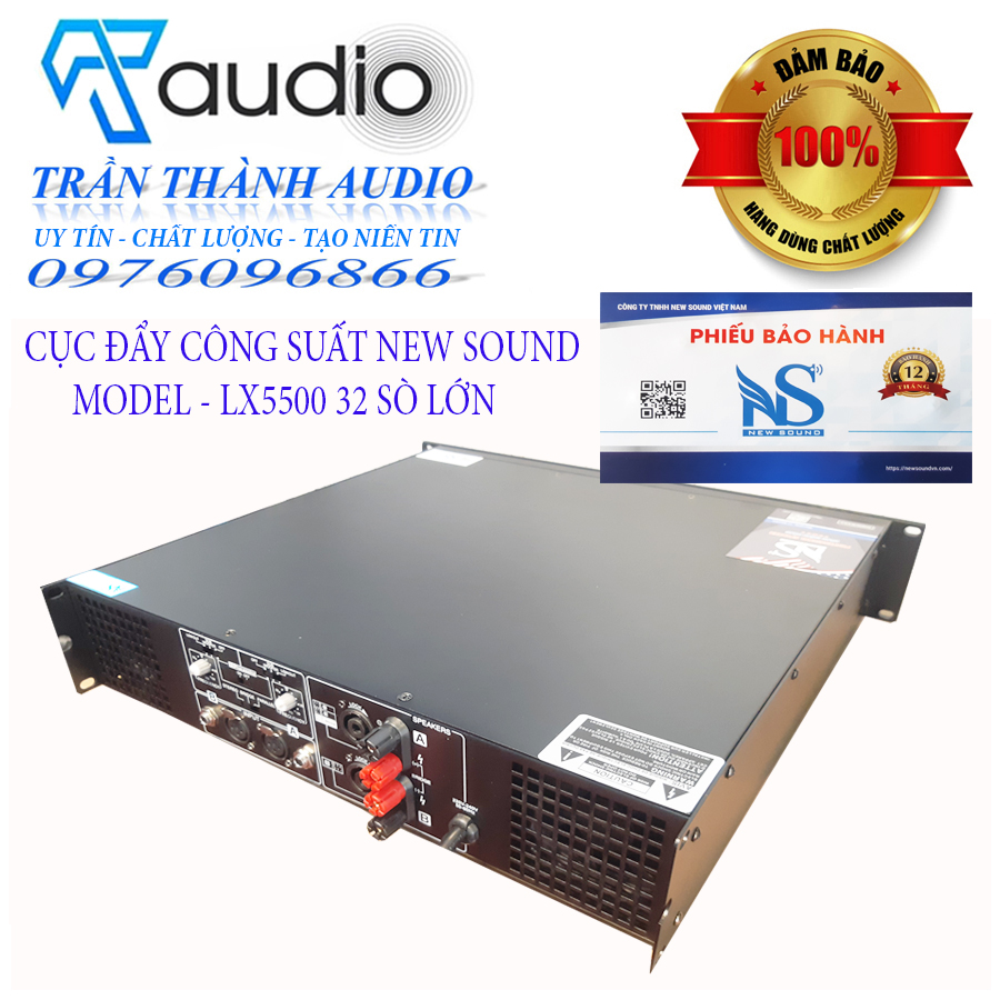 Cục đẩy công suất 2 kênh Newsound LX-5500 32 sò lớn 1500W , đánh full bass 30-40,bảo hành 12 tháng,hàng chính hãng nhập khẩu thế hệ mới 2023,tặng jac kết nối