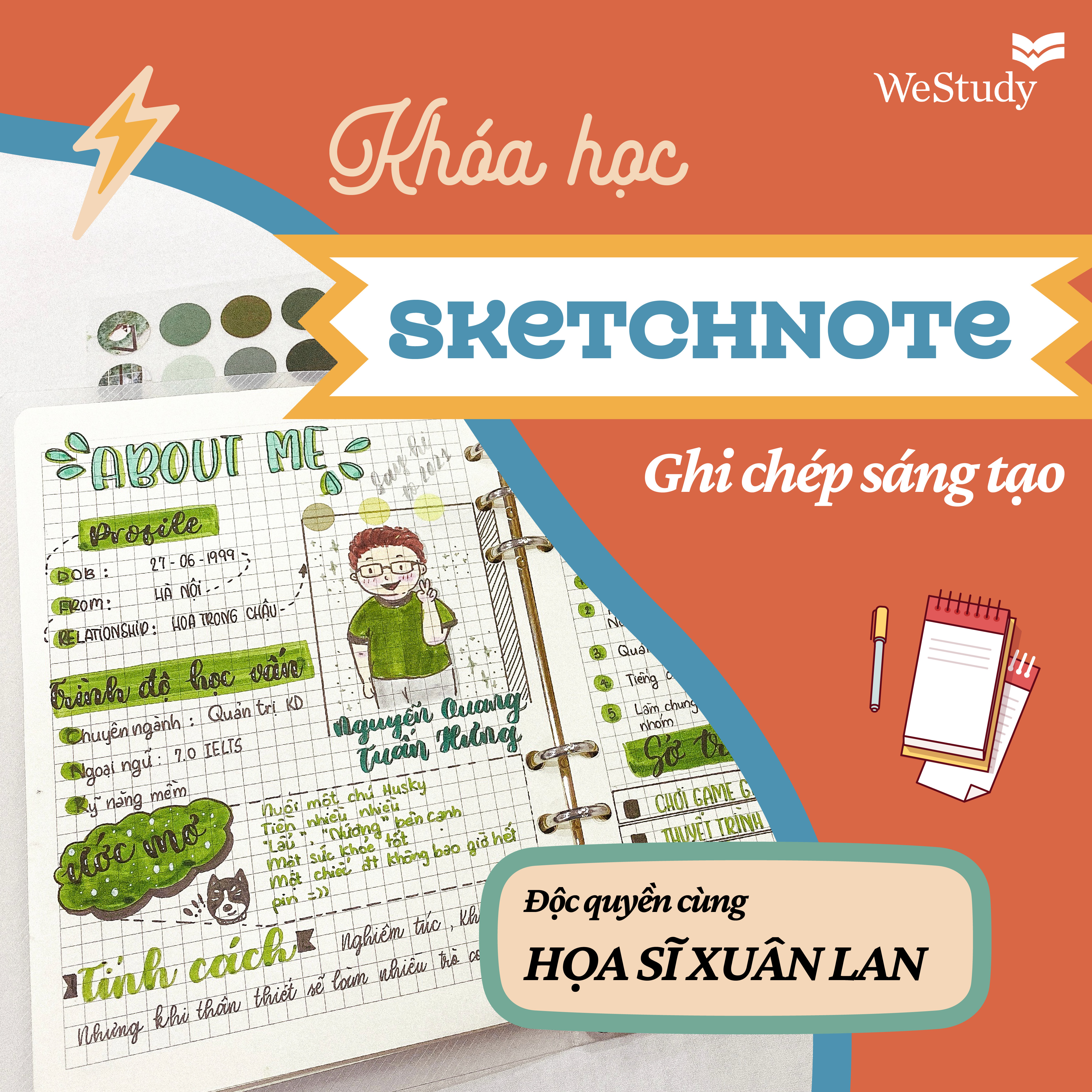 WeStudy - Ghi chép hình ảnh bằng SKETCHNOTE - Khám phá tiềm năng sáng tạo cá nhân [Tặng kèm Khóa học trang trí sổ tay Bullet Journal]