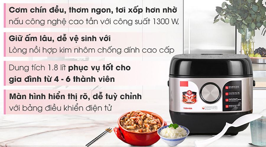 Nồi cơm cao tần Toshiba RC-18IX1PV - Hàng Chính Hãng