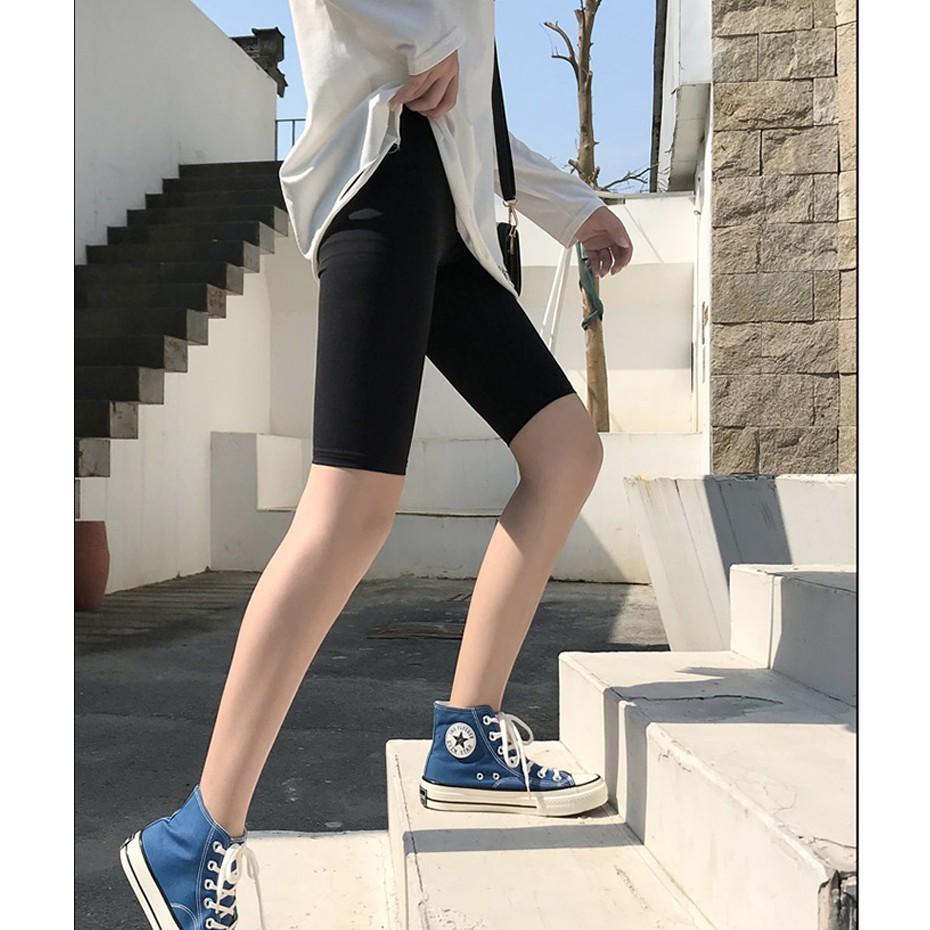Quần thun legging ngố CRQ013 co dãn màu đen