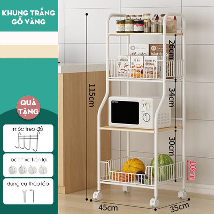 Kệ nhà bếp đa năng 4 tầng có bánh xe ( Mầu ngẫu nhiên )