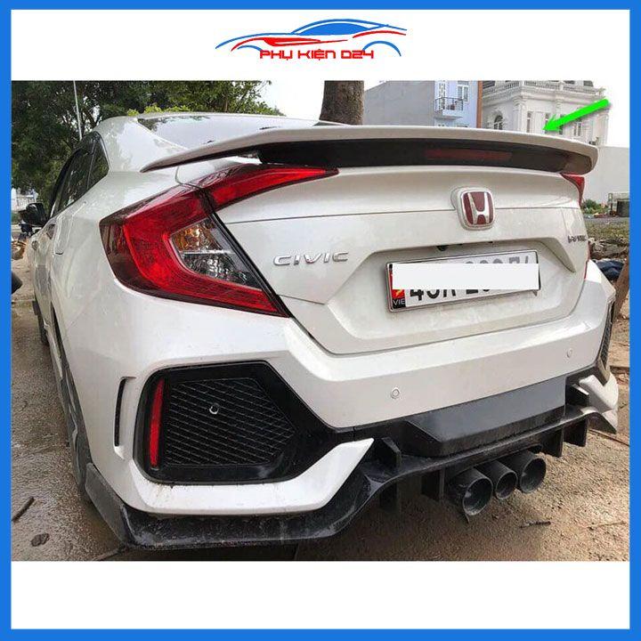 Đuôi gió sau xe liền cốp Honda Civic Kiểu RS 2019-2022 có đèn Led hàng mộc chưa sơn