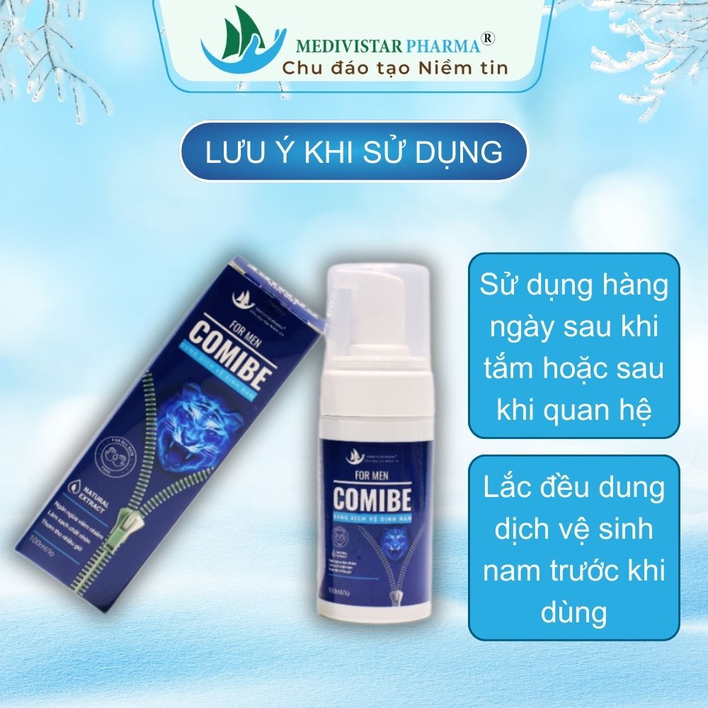 Dung dịch vệ sinh nam Comibe làm sạch và thơm 24h hỗ trợ giảm ngứa, phòng ngừa viêm nhiễm vùng da nhạy cảm, Lọ 100ml