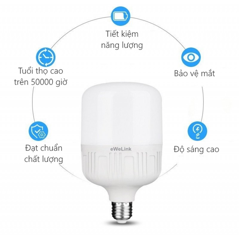 Bộ 2 Bóng đèn Led Trụ buld 40w và 2 đuôi đèn E27 xoáy trắng