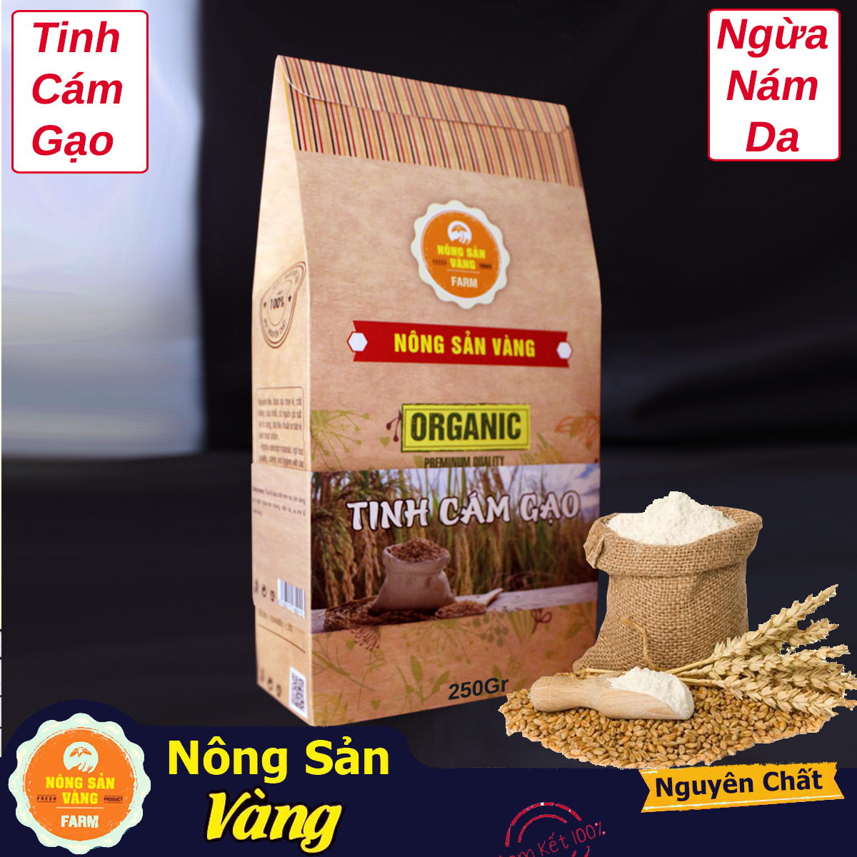 Tinh Bột Cám Gạo Nguyên Chất 250gr - Nông Sản Vàng