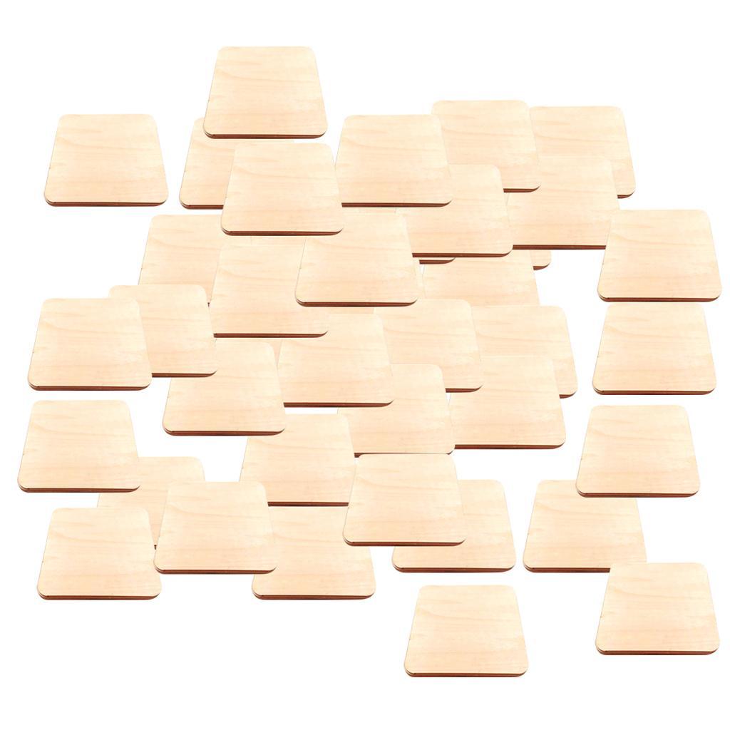 Set of 100 Square Blank Wooden Pieces Cutouts DIY Craft Supplies 1.6inch