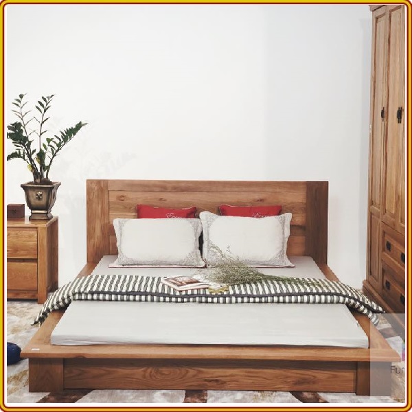 Giường ngủ Nhật  kiểu thấp màu tự nhiên Tundo - 1m8
