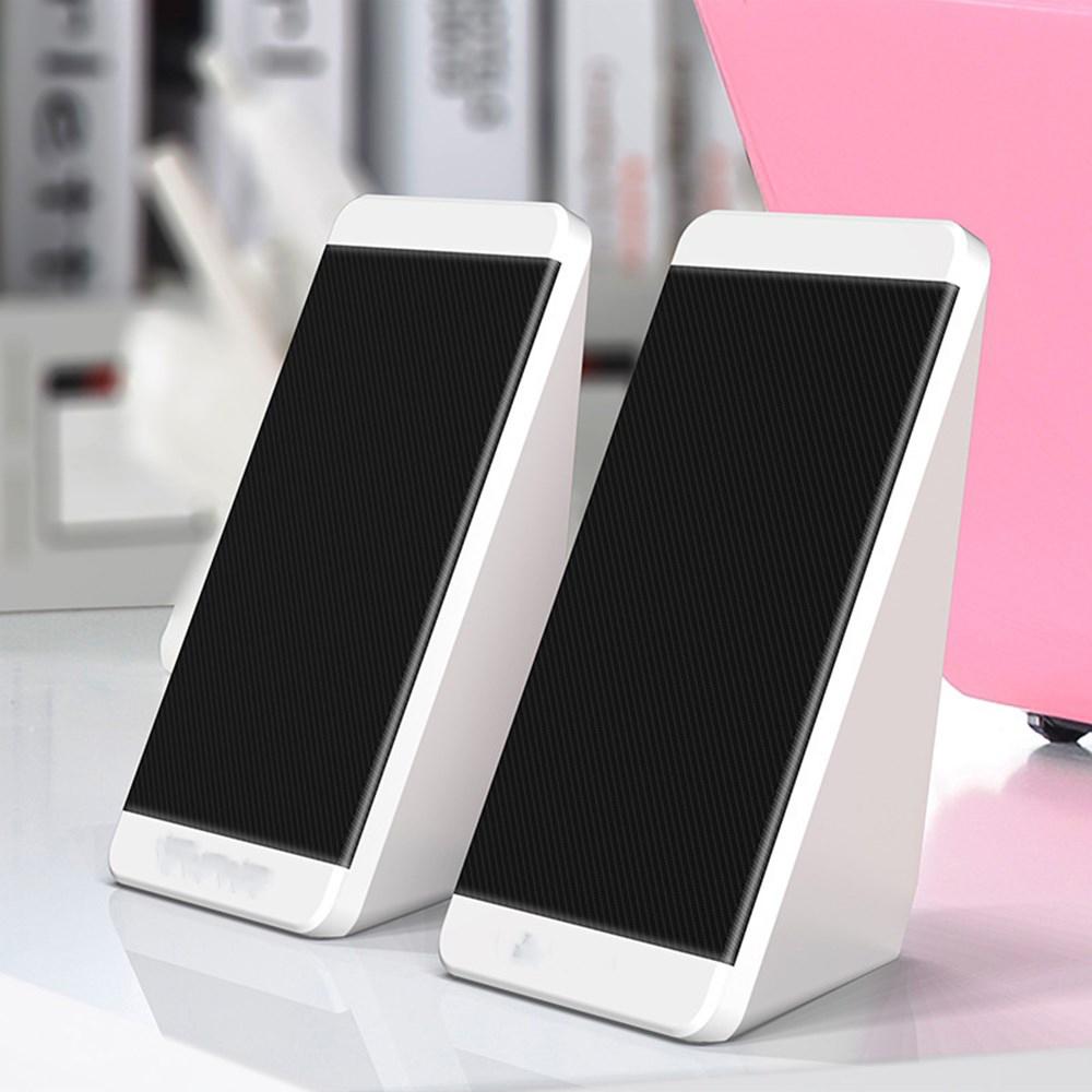 Loa máy tính có dây USB 2 miếng PC Độ cao góc điều khiển âm lượng cho máy tính để bàn, máy tính xách tay, điện thoại thông minh và máy tính bảng Color: White