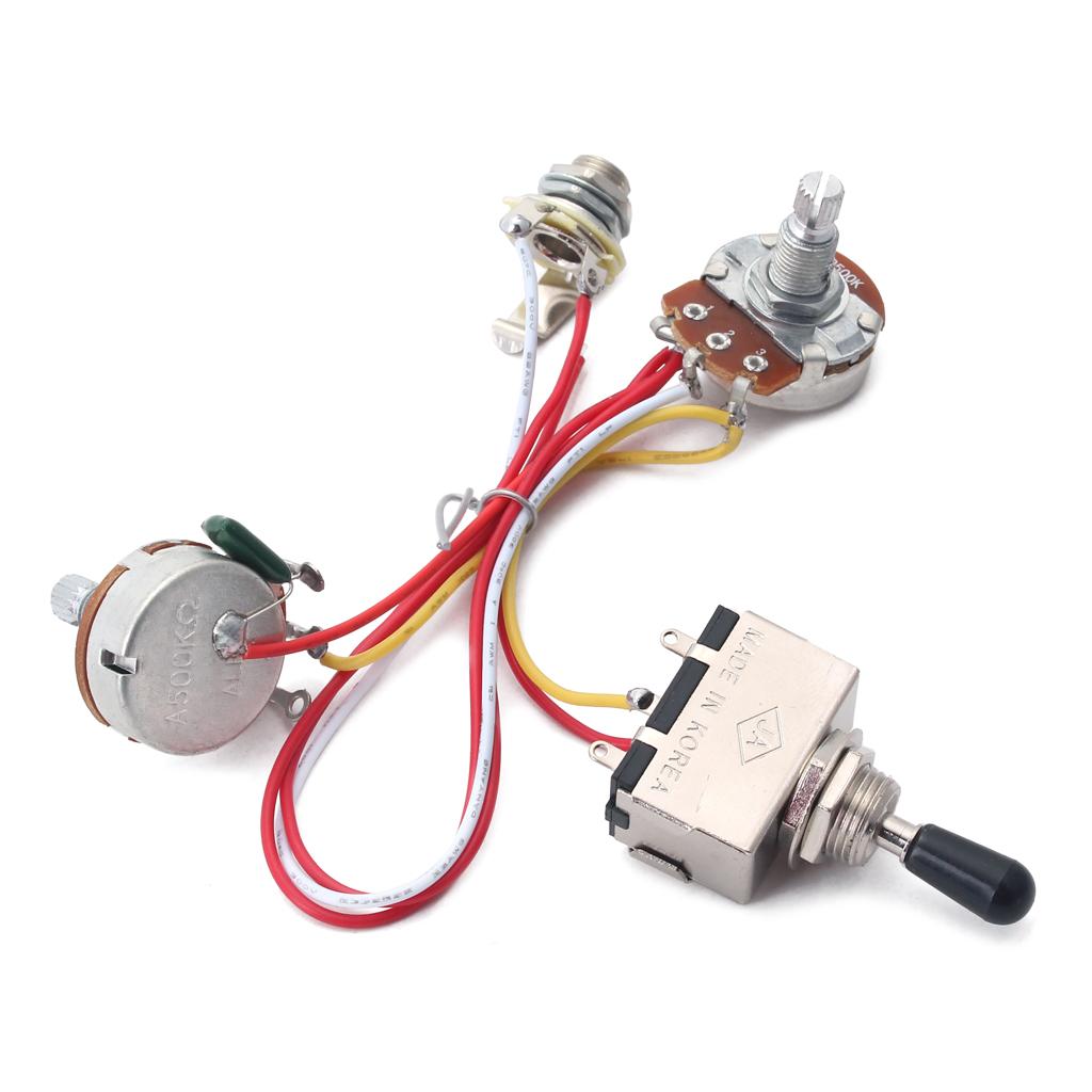 Guitar Wiring Harness Kit 3 Way Toggle Switch 500K Pots for Electric Guitar Cigar Box Guitar Parts